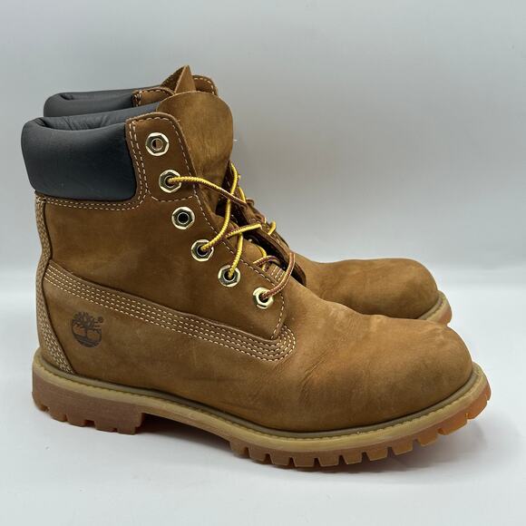 TIMBERLAND Premium 6 Inch Waterproof Leather Boots Wheat Women Sz 7.5 $180 - Picture 2 of 8